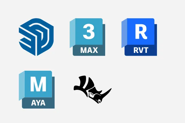 sketchup, 3ds max, revit, maya, rhino